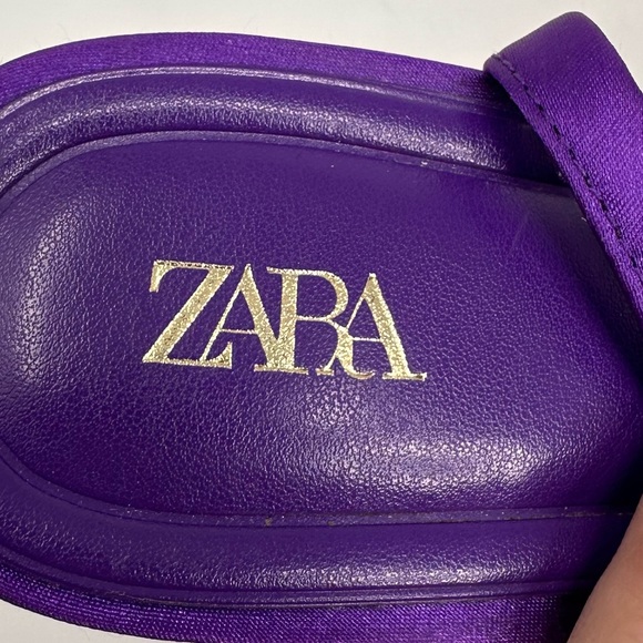 Zara Purple Satin Chunky Heel Platform Sandals - Picture 12 of 14